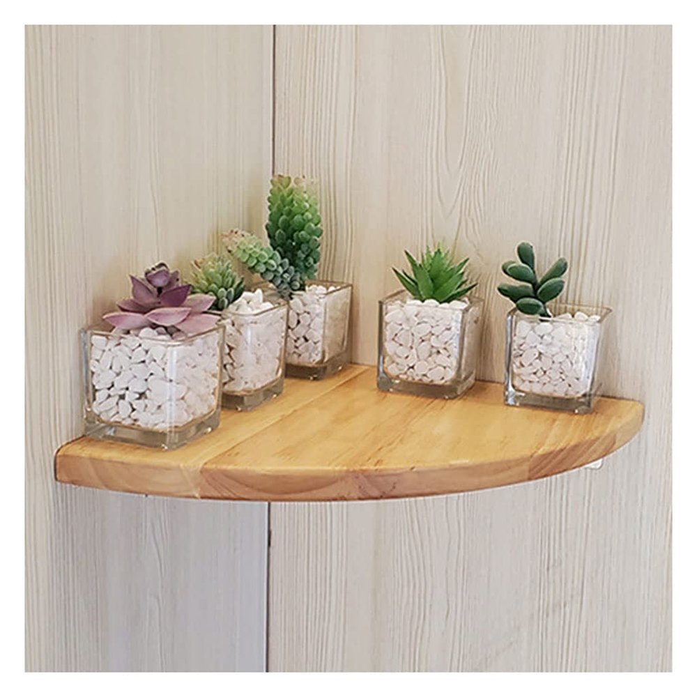 Corner Floating Shelves Fan-Shaped Oak Corner Wall Shelf, Home Office Wall Decoration Rack, Flower Rack, Bookshelf, Display Rack (Size : 18x18x1.7cm)