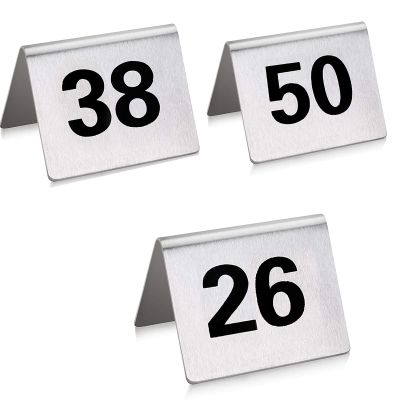 WORDFUN Table Numbers Cycle Used Metal Number Tags Stainless Steel Restaurant Table Numbers, Foodservice Table Cards, Perfect for Restaurants, Establishments
