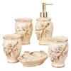 Beige Ceramic Bathroom wash Suit, 5pcs Set Tooth Mug Lotion Dispenser Soap Dish Tumbler Cup,Wash Rack Bathroom Wash Set Bathroom Suit view 1