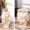 Beige Ceramic Bathroom wash Suit, 5pcs Set Tooth Mug Lotion Dispenser Soap Dish Tumbler Cup,Wash Rack Bathroom Wash Set Bathroom Suit view 3