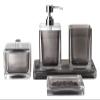 Gray Translucent Bathroom Accessories Set,Resin Bathroom 5-Piece Set Tray Soap Dish Soap Dispenser Storage Box Cup,Light Luxury Home Decoration view 1
