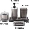 Gray Translucent Bathroom Accessories Set,Resin Bathroom 5-Piece Set Tray Soap Dish Soap Dispenser Storage Box Cup,Light Luxury Home Decoration view 2