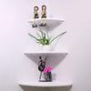 Corner Floating Shelves White Fan-Shaped Solid Wood Corner Shelf, 3cm Thick Wooden Wall Decoration Frame, Home Office Shelf (Size : 28x28x3cm) view 2