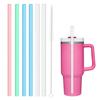 6Pack Replacement Straws for Stanley 40oz 30oz 20oz 14oz Tumbler, Airboat Reusable Plastic and Flexible Silicone Straws with Clean Brush Compatible with Stanley Cup (2*Clear Plastic+4*Color Silicone) view 1