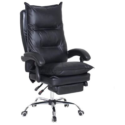 LOKOO Office Chair Desk Chair Computer Chair Ergonomic Executive Chair, PU Leather Office Chair,High-Back Swivel Chair with Free Lift and Rotation, with Pedals, Boss Chair Cream White (Color : Black)