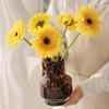 Amber Glass Vase, Decorative Flower Vases for Home Office Wedding Decor, Modern Unique Vase for Table Centerpiece Book Shelf Living Room Housewarming Gift, Tortoise Shell Decor view 2