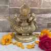 Aakrati Saraswati Adorning a Swan. Goddess Beautiful Brass Statue. Best for Home Decor, Pooja Temple, Office Decor & Gifting. view 4
