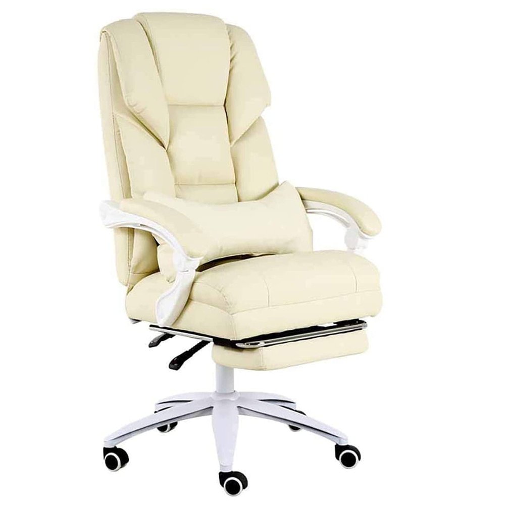 LOKOO Office Chair Desk Chair Computer Chair Computer Office Chair Desk Chair High Back Cushion Lumbar Support with Wheels Comfortable Racing Seat Adjustable Swivel Home Beige (Color : Beige)