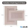 BNM Modern Machine Washable Non-Slip Latex Backing Highly-Absorbent Bath and Shower Rugs, Rome Small and Large Bath Rug Set with Spray Latex Backing, 20" x 30", 24" x 36", 2 Piece Set, Tan view 3