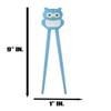 Ebros Gift Reusable Training Chopsticks Set With Animated Silicone Helper Hinge Guide for Sushi Noodles Rice Asian Dining Learning Fun (Light Blue Mysterious Owl) view 2