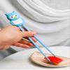 Ebros Gift Reusable Training Chopsticks Set With Animated Silicone Helper Hinge Guide for Sushi Noodles Rice Asian Dining Learning Fun (Light Blue Mysterious Owl) view 3