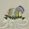Doily Boutique Easter Tablecloth with Easter Bunny and Eggs on Ivory Material Size 34 x 34 inches view 3