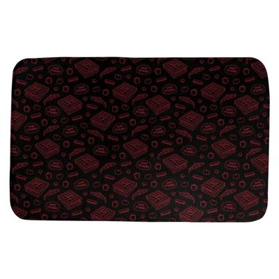 Black and Red Bath Rugs for Bathroom Non Slip Backing with Cute Pizza Print | Soft Foam Cushion Mat, Rectangle Shape with Reinforced Edges | Elegant Artwork, Machine Washable | Size: 21" W x 34" L