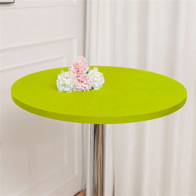 4-Pack Fitted Round Tablecloth Spandex Stretch Cocktail Table Cover Elastic Edge Table Topper Cap, Table Cover for Outdoor/Indoor Use, Fits Round Tables up to 2(Size:180cm,Color:Yellow-Green,)