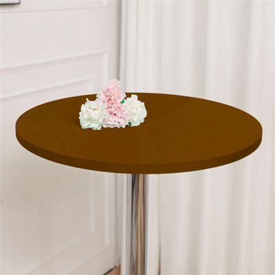 4-Pack Fitted Round Tablecloth Spandex Stretch Cocktail Table Cover Elastic Edge Table Topper Cap, Table Cover for Outdoor/Indoor Use, Fits Round Tables up to 2(Size: 300cm,Color: Coffee 51,)