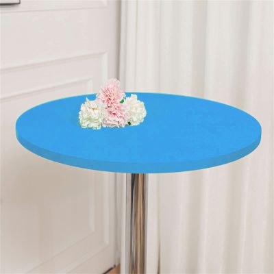 4-Pack Fitted Round Tablecloth Spandex Stretch Cocktail Table Cover Elastic Edge Table Topper Cap, Table Cover for Outdoor/Indoor Use, Fits Round Tables up to 2(Size: 140cm,Color: Sky Blue 5,)
