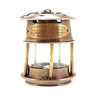 A HALLOWEEN STORE Brass Miner Lamp Brown Antique Nautical Coal Miners Oil Lamp for Mining Handmade Unique Designer Oil Light Lamp