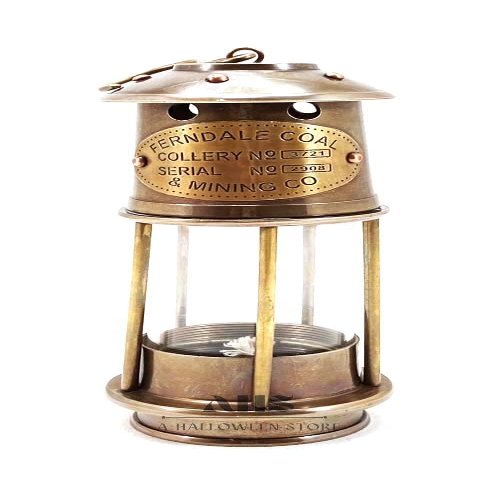 A HALLOWEEN STORE Brass Miner Lamp Brown Antique Nautical Coal Miners Oil Lamp for Mining Handmade Unique Designer Oil Light Lamp