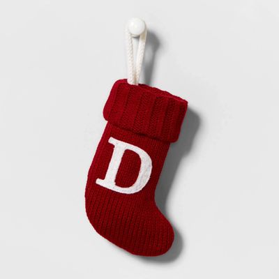 Wondershop Stocking Christmas Stockings with Initials l Mini RED Stocking Monogram Letter D 8.5" l Lettered Christmas Stockings l Monogrammed Stockings Christmas