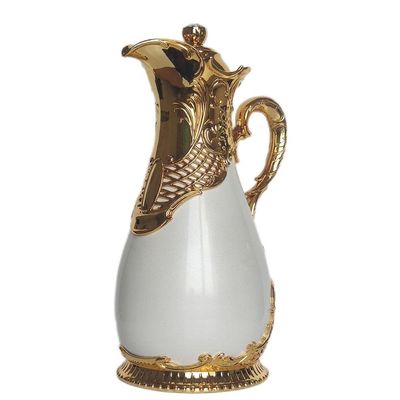 800ml Arabian Glass Liner Vacuum Flask Middle Eastern Style 24Hours Insulation Thermos Bottle Restaurant Home Hot Water Bottle (Color : Pearl white)