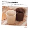 Alipis Decorative Rattan Woven Basket Trash Can Fabric Liner Round Decorative Paper Waste Basket Wicker Laundry Hamper Garbage Container Bin for Bedroom Kitchen Woven view 3