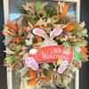Every Bunny Welcome Carrot Deco Mesh Front Door Wreath, Spring Decor, Rabbit Decoration, Polka Dot & Plaid view 2