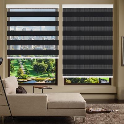 Zebra Roller Shades, Zebra Blinds for Windows,Custom Size Cordless Blackout Zebra Blinds,Dual Layer,Privacy Light Control for Day and Night,Window Blinds for Room,Office,Black,26" W x 40" H