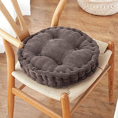 Chair Pads and Cushion Elasticity Seat Pillow for Sofa Bed Balcony Living Room Office,Round Floor Pillow,Comfort Corduroy Seat Cushion Velvet Tufted Meditation Cushion Thicken Solid Chair Pad-Light Gr