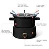 3QT Electric Fondue Set with Bonus 2QT Ceramic Pot, Stainless Steel 6 Color-Coded Forks, and Removable Pot, 1000watt heating system, for chocolate, cheese, broth, or oil fondues (Black (M)) view 3