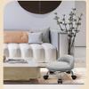 RBCRS Beauty Stool Leather Heavy-Duty Sturdy Rolling Low Stool Portable Pedicure Foot Stool with Universal Wheels and backrest for Home Office Garage Shop,White view 2
