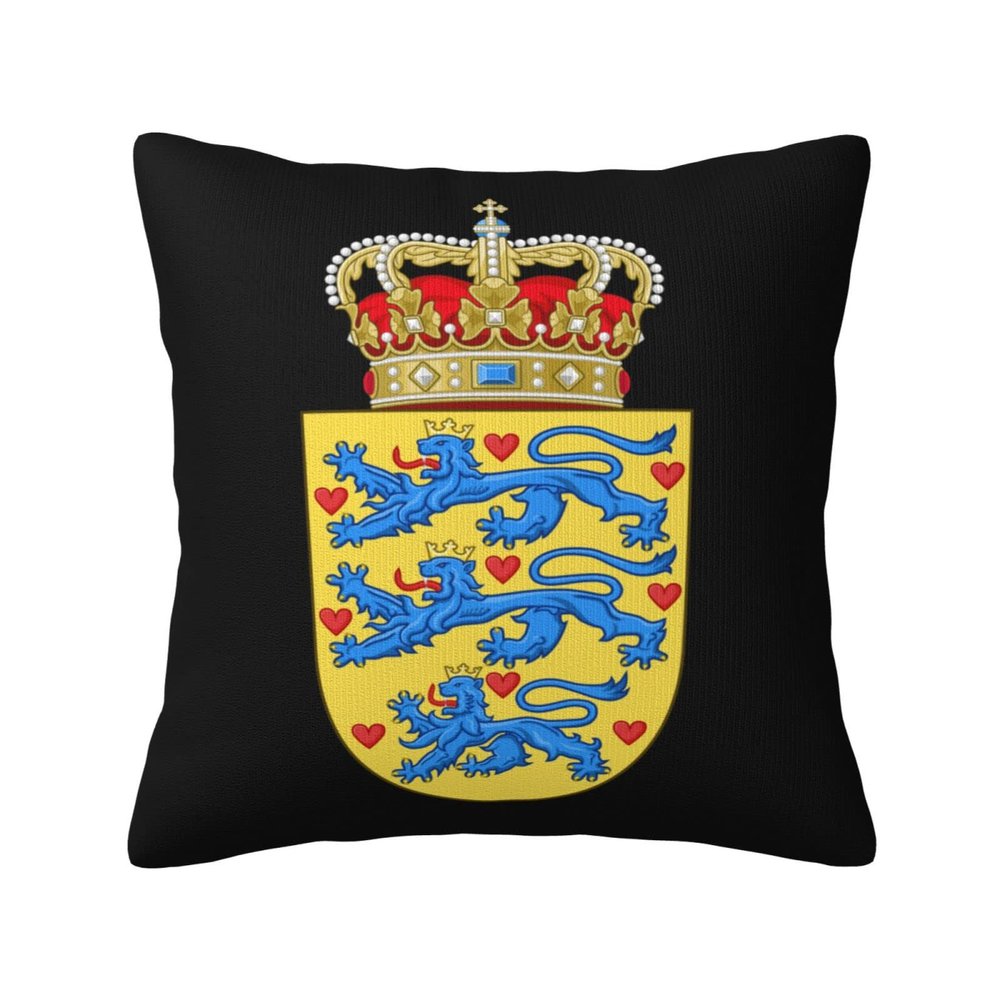 Coat of Arms Denmark Soft Comfortable Double Sided Plush Pillow Case with Strong Home Practicality 18 X 18 in