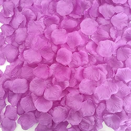 ATFL 0.9 Pound Purple Rose Petals for Purple Valentines Decorations,5000 Pcs Purple Flower Petals for Wedding,2.3'' Artificial Fake Silk Rose Flower Pedals for Romantic Night for Him Set