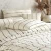 Handmade Bohemian 4-Layer Muslin Bedspread Only, 100% Organic Cotton, Natural Undyed Ivory with Black Pinstripes, Breathable Gauze Coverlet, Oversize 100  110 Inches, Made in Turkey view 4