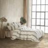 Handmade Bohemian 4-Layer Gauze Bedspread Only, 100% Organic Cotton Muslin, Breathable Lightweight Coverlet, Natural Undyed Ivory with 5 Black Stripes, Oversize 100  110 Inches, Made in Turkey view 2
