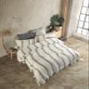 Handmade Bohemian 4-Layer Gauze Bedspread Only, 100% Organic Cotton Muslin, Breathable Lightweight Coverlet, Natural Undyed Ivory with 5 Black Stripes, Oversize 100  110 Inches, Made in Turkey view 3