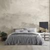 Handmade Bohemian 4-Layer Gauze Bedspread Only, 100% Cotton Muslin, Breathable Lightweight Coverlet, Dual Color Gray Windowpane Design, Oversize 100  110 Inches, Made in Turkey view 1