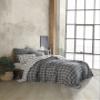 Handmade Bohemian 4-Layer Gauze Bedspread Only, 100% Cotton Muslin, Breathable Lightweight Coverlet, Dual Color Gray Windowpane Design, Oversize 100  110 Inches, Made in Turkey view 2