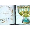 Cohen Tsemach Art & Gift 7 Branch Menorah Candle Holder Jerusalem Hand Painted Crystal Rhinestones Bejeweled Turquoise view 3