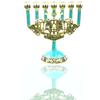 Cohen Tsemach Art & Gift 7 Branch Menorah Candle Holder Jerusalem Hand Painted Crystal Rhinestones Bejeweled Turquoise view 4