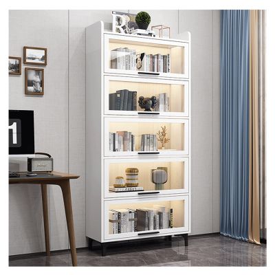 Bookshelf Children's Dust-Proof Bookcase with Glass Door Living Room Floor-to-Ceiling Bookshelf Rack Bedroom Bookcase Storage Locker Bookcases (Color : A, Size : 60CM_Medium)