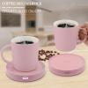 BESTINNKITS Smart Coffee Set Auto On/Off Gravity-induction Mug Office Desk Use, Candle Wax Cup Warmer Heating Plate (Up To 131F/55C), 14oz (Pink Set) view 2