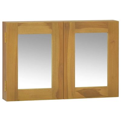 Makastle Home Bathroom Cabinet Wall Mounted with Doors, Wood Hanging Cabinet, Wall Cabinets with Shelves, Bathroom Wall Mirror Cabinet, Solid Wood Teak