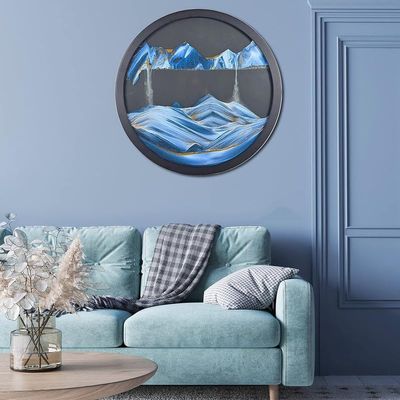 17.3" 3D Sand Art Decor, Liquid Motion 360 Wall Mounted Sand Painting Art, Home Wall Sculpture for Relaxing Mood, Living Room & Home Office Art Decor