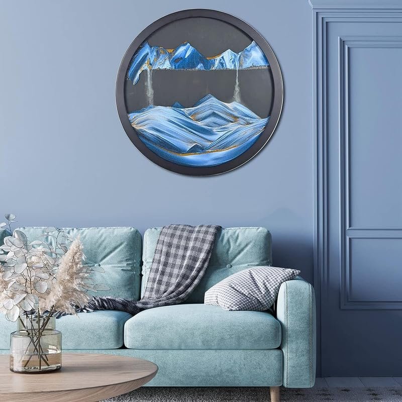 17.3" 3D Sand Art Decor, Liquid Motion 360 Wall Mounted Sand Painting Art, Home Wall Sculpture for Relaxing Mood, Living Room & Home Office Art Decor