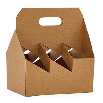 6pk Wine Bottle Carrier (Kraft, 60) | Fits 750 ml Bottles or 22oz Beer Bottles | Sturdy Cardboard Carrier Holds Six Bottles | For Safe and Easy Transport of Wine FAST SAME DAY SHIPPING