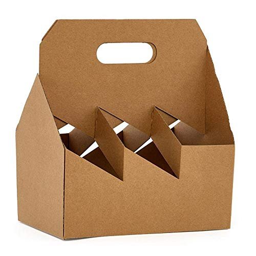6pk Wine Bottle Carrier (Kraft, 60) | Fits 750 ml Bottles or 22oz Beer Bottles | Sturdy Cardboard Carrier Holds Six Bottles | For Safe and Easy Transport of Wine FAST SAME DAY SHIPPING