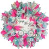 Enjoy The Ride Aqua Blue & Pink Floral Spring & Summer Deco Mesh Wreath, Floral Decor, Fall, Front Door, Burlap Wedding Farmhouse Decor, Country Decor view 1
