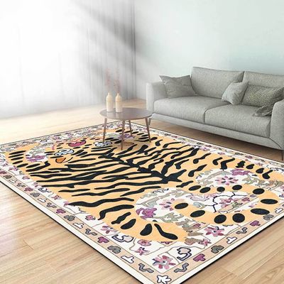 Boho Tiger Rug for Living Room and Bedroom 4x6 ft - Vintage Colorful Washable Carpet for Kids Room - Cartoon Cute Floor Mats Multi