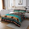 Aztec Coverlet Set Ethnic Tribal Arrow Bedspread,Retro Southwest Native Bohemian Quilted King,Western Star Geometric Sriped Quilt Set African Tribe Exotic Nordic Style Boho Decor,Blue Brown view 3