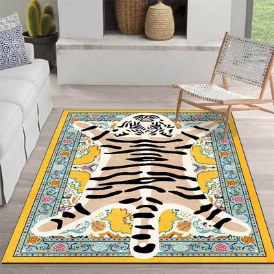 Boho Tiger Rug - 4x6 ft Vintage Colorful Rug for Living Room & Bedroom, Washable Kids Room Floor Mat